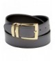 Reversible Black Stitching Gold Tone Buckle