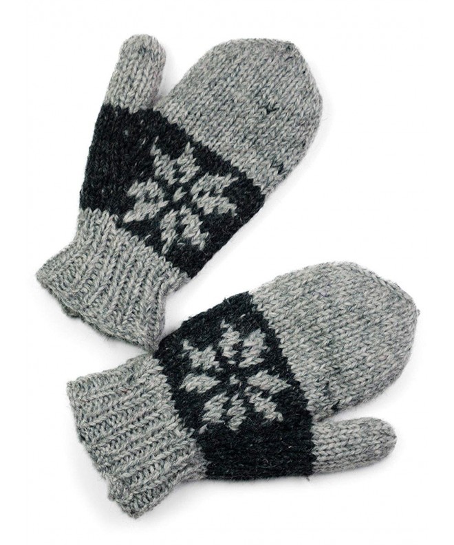 Mens Hand Knit Snowflake Mittens