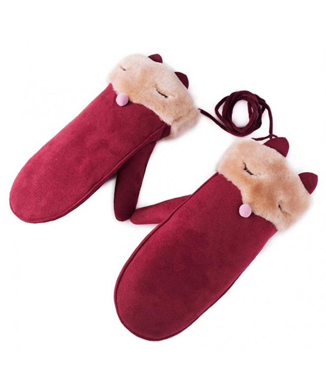 Styling Gloves Thicker Mittens Wine_red