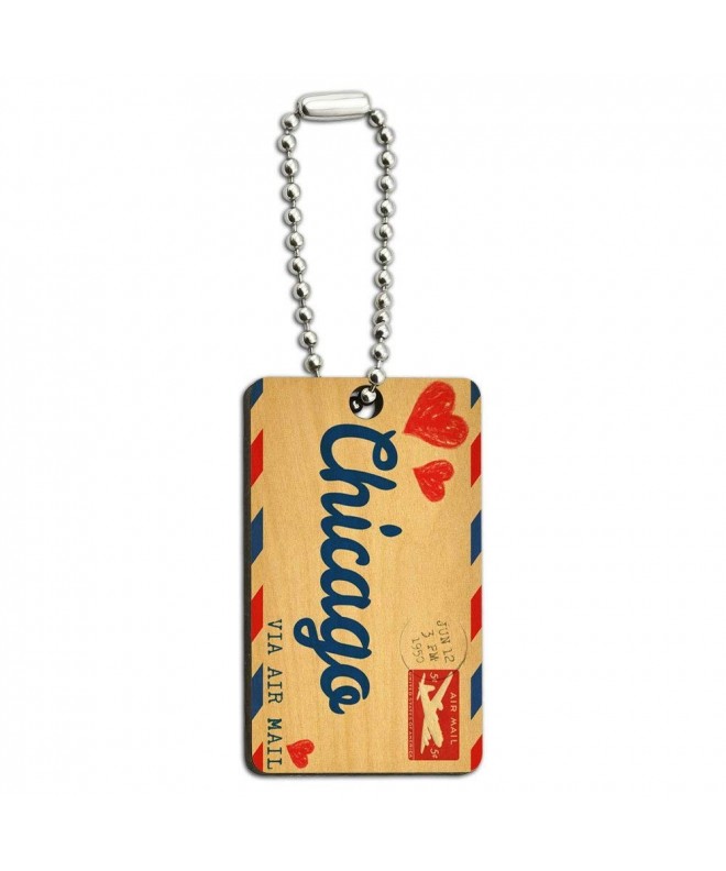 Postcard Chicago Wooden Rectangle Chain