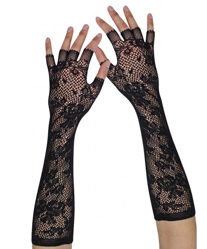 Black Vintage Womens Fingerless Gloves