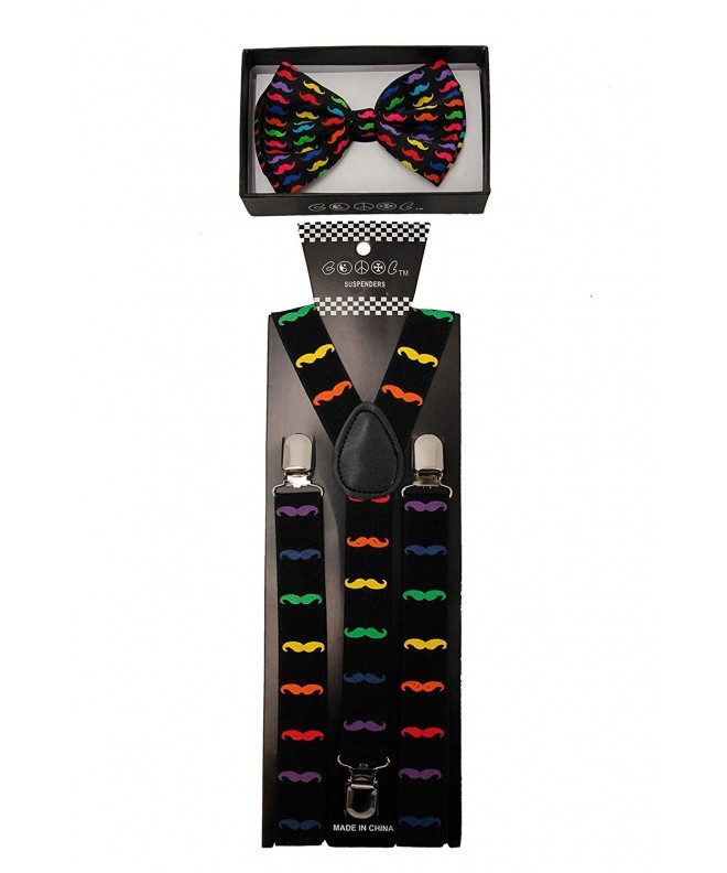 Fashion Rainbow Mustache Suspenders Bow