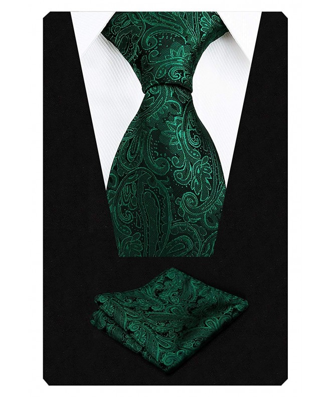 Paisley Handkerchief Wedding Necktie Green