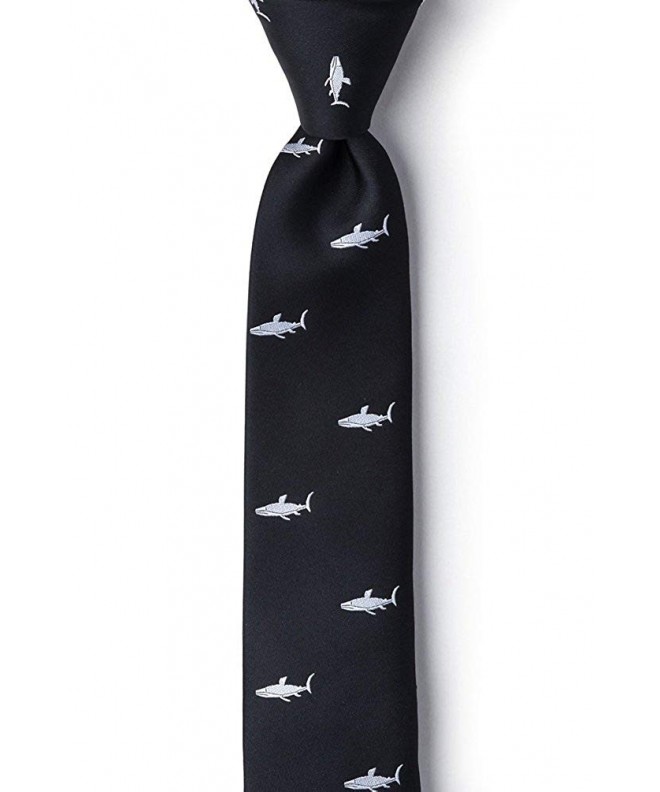 Black Microfiber Skinny Tie Sharks