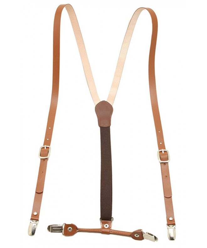 Leather Brown Suspender Elastic Braces