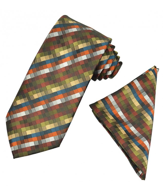 Olive Green Checked Pocket Square