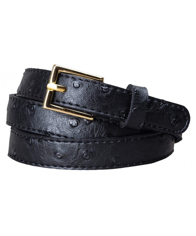 Womens Square Buckle Ostrich Leather