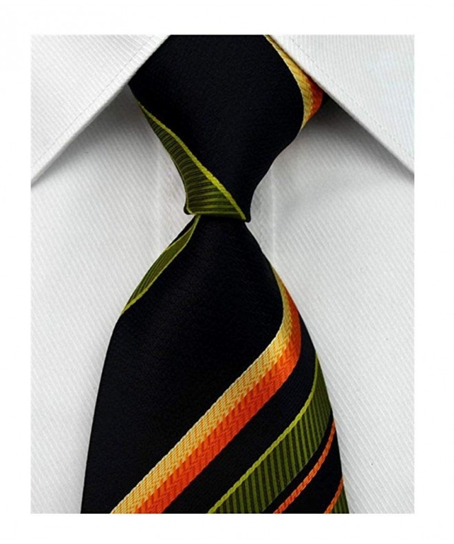 Green Orange Striped Classic Necktie
