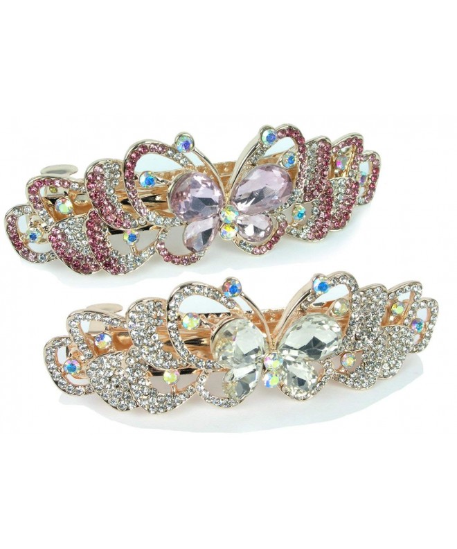 Rhinestone Barrettes Jeweled Butterfly Crystals