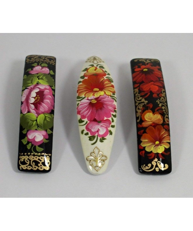 Russian Painted Barrettes Clips 0931