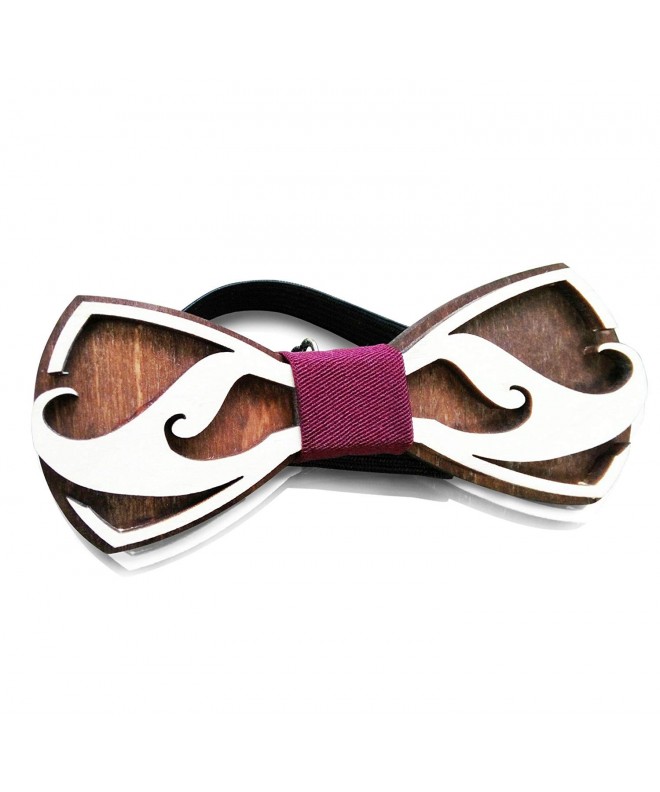 Wooden Bow Tie Holiday Mustache