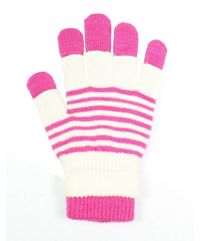 Womens Striped Convertible Winter Gloves