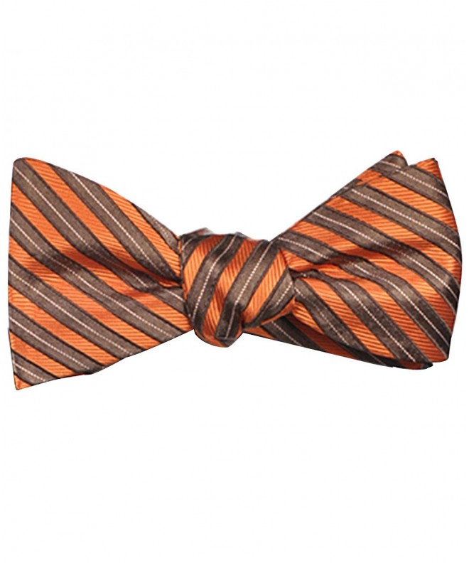 Woven Silk Striped Self Tie Orange
