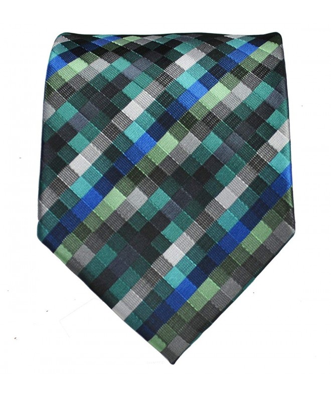 10 Ties Turquoise Checkered Necktie