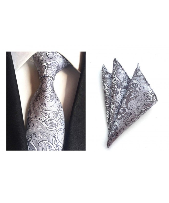 MENDENG Silver Paisley Wedding Handkerchief