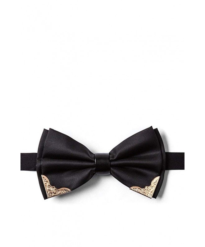 Metal Tipped Black Polyester Pre Tied Bow