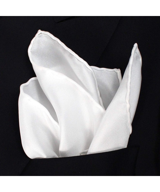 White Silk Tuxedo Pocket Square with Hand-rolled Edges - 17