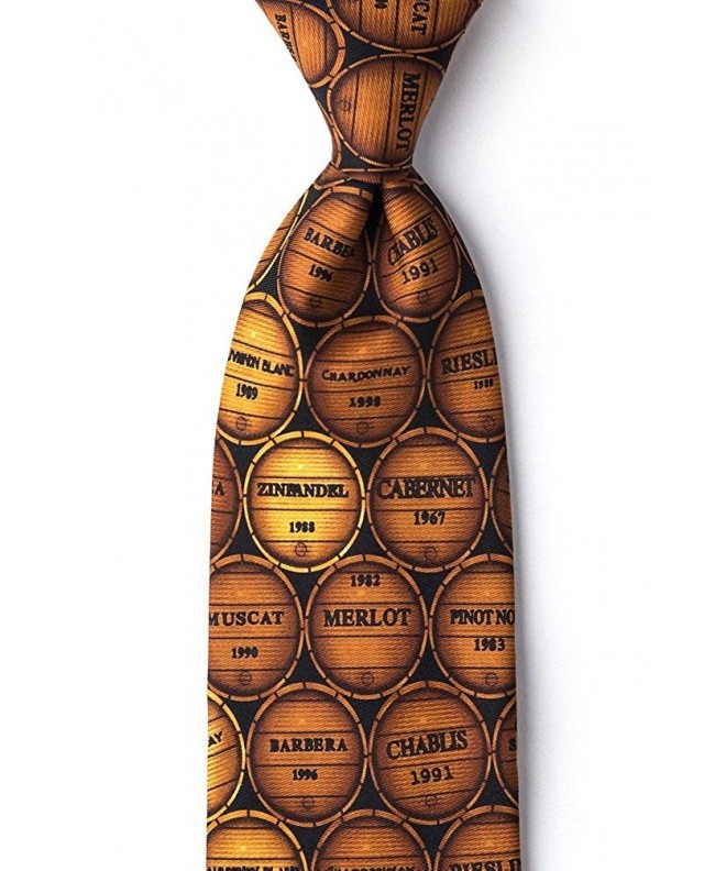 Brown Microfiber Wine Barrels Necktie